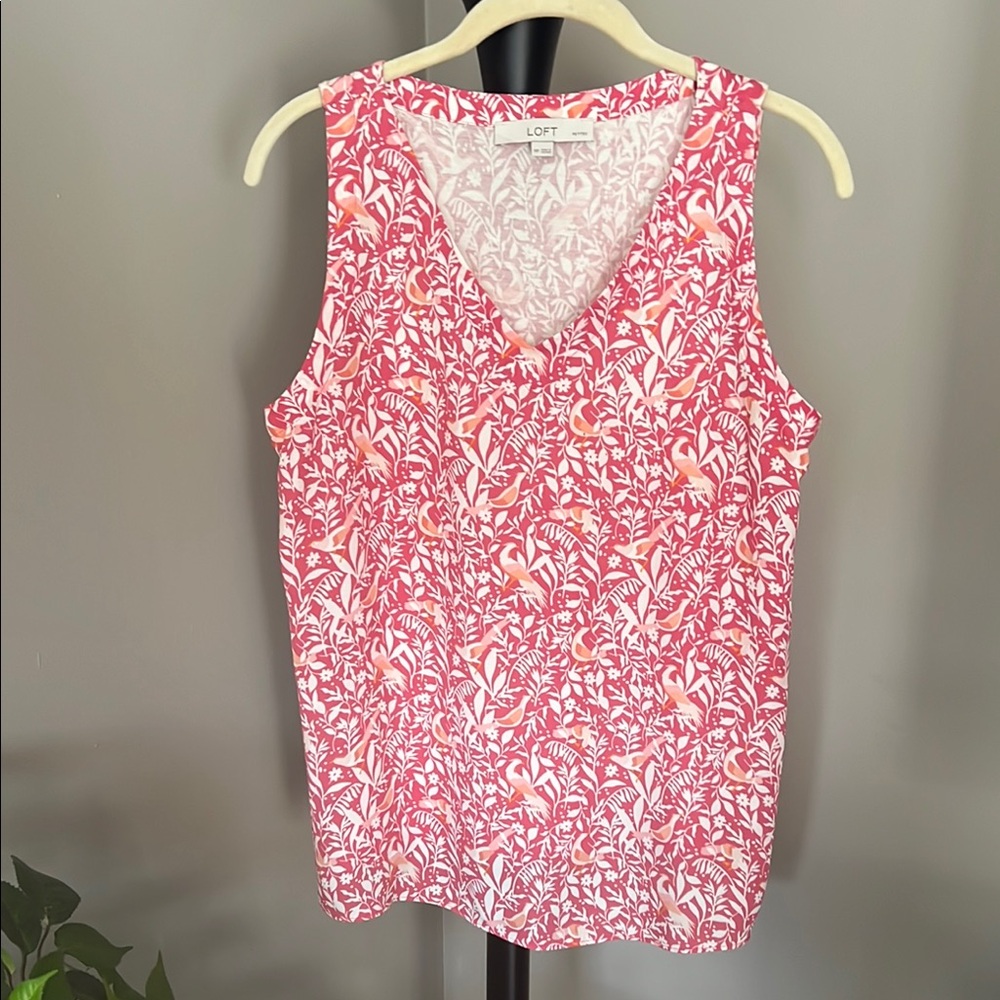 LOFT Pink and White Floral Women's Top
